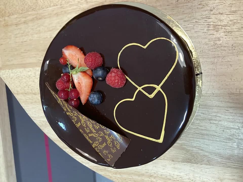Entremet cœurs dorés